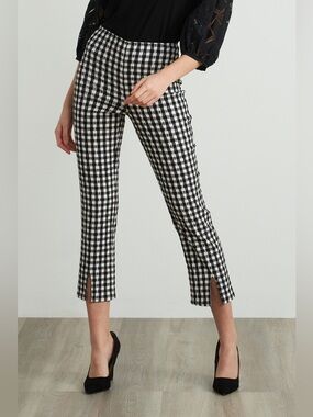 Joseph Ribkoff Gingham cropped Pants Capris Size 6 Cottagecore Summer Retro